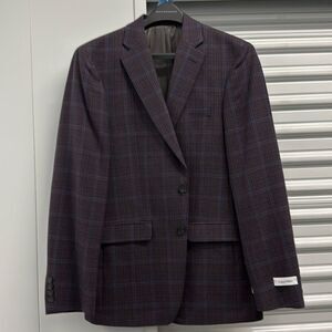 Calvin Klein Mens Size 40R Blazer Madras Patchwork Red Plaid  Sport Coat